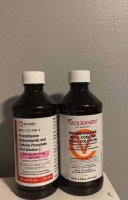 Wockhardt Promethazine With Codeine syrup bottle Wockhardt Promethazine With Codeine prescription cough syrup bottle